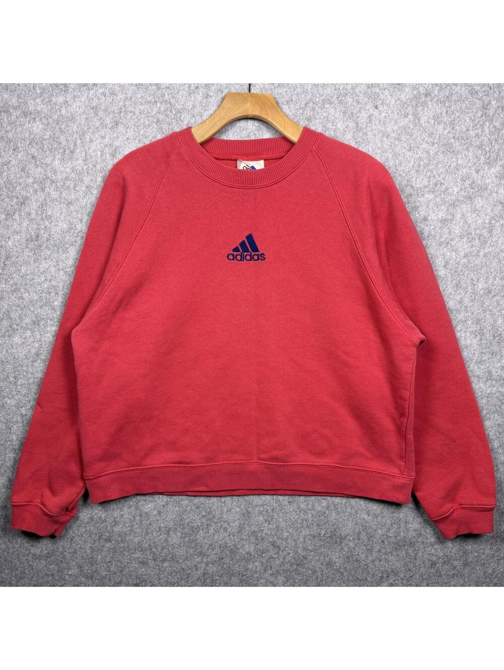 Vintage 90s Adidas Center Logo Embroidered Sweatshirt Red Womens M